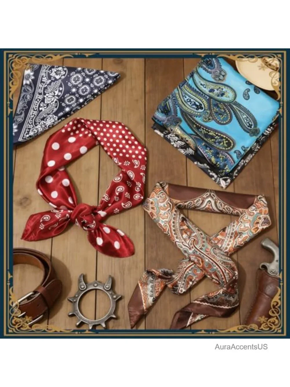 6 Pcs Wild Rag 35in Square Bandana Polyester Neck Scarf Neckerchief Shawl for